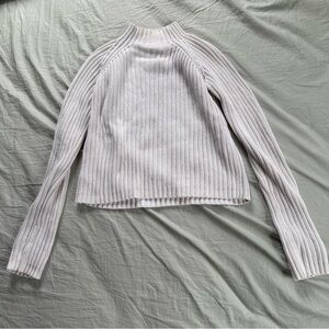 SO Women's Ribbed White Turtleneck Sweater